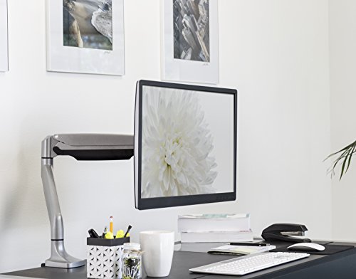 Mount-It! Single Monitor Arm Desk Mount with Gas Spring, Height Adjustable Monitor Stand for 13–32 Inch Screens up to 20 lbs, VESA 75x75 & 100x100, C-Clamp & Grommet, Sit-Stand Desk Compatible