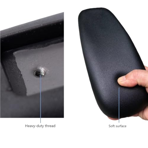 CHAHEKAI Office Chair Arm Replacement, PU Armrest Arm Pads Caps, Univeral 4" Mounting Hole, (Set of 2) Black with Screws Washer and Wrench