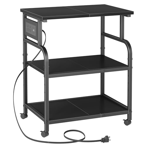 YAOHUOO 3 Tier Large Printer Stand with Power Outlet/Adjustable Shelf