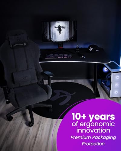 Arozzi Gaming & Office Chair Round Floor Pad with Anti-Slip Rubberized Grip for Noise-Dampening Comfort and Floor Protection - Black & Grey