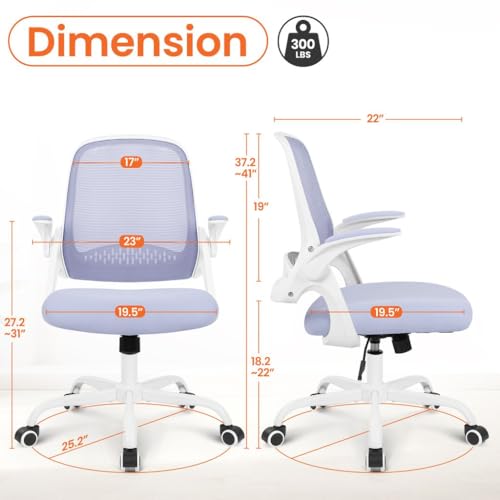 NEO CHAIR Office Chair Computer Desk Chair Ergonomic Gaming Comfy Mesh with Flip-up Arms Lumbar Support Adjustable Height Rolling Wheels for Home Office (Purple)