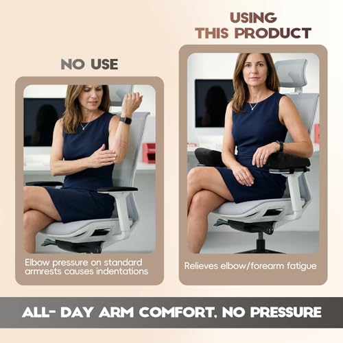 Office Chair Arm Pads, Ergonomic Memory Foam Wheelchair Cover, Arm Rest Pillow for Desk, Computer, Gaming and Elbows (Skin-Friendly Arm Rest Pillow)