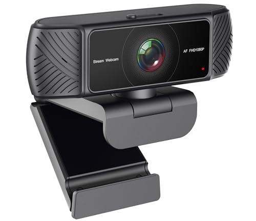 Amdony Streaming Webcam for PC - 1080P HD Webcam with Microphone, Privacy Cover, AutoFocus, Noise Cancellation, Auto Light Correction, USB Computer Web Camera, Plug and Play, for Laptop, Desktop, Mac