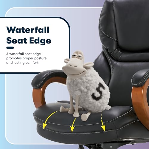 Serta Conway Big and Tall Executive Office Chair - Ergonomic Lumbar Support, Bonded Leather, Padded Armrests, High Back Computer Desk Chair, Black