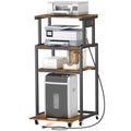 Lifewit 4 Tier Printer Stand with 3 Power Outlets, Wheels and Adjustable Storage Shelf for Home Office, Rolling Printer Cart for Shredder, Scanner, Fax, Hold 340lbs, Rustic Brown