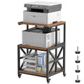 GreenForest Printer Stand with Lockable Wheels, Heavy Duty Printer Table with 3-Tier Storage Shelf for Home Office, Mobile Printer Cart for Small Spaces, 19.7"x17.7", Walnut