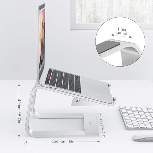 OMOTON Laptop Stand, Detachable Laptop Mount, Aluminum Laptop Holder Stand for Desk, Compatible with MacBook Air/Pro, Dell, HP All Laptops (11-16 inch), Silver