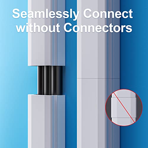Yecaye TV Cord Hider, 42in Cord Cover, Large Cable Hider, Wire Covers for 4 Cords, Cable Raceway Wire Hider, Wire Hiders for TV on Wall, Cable Cover Cord Concealer, W1.18in H0.6in, White