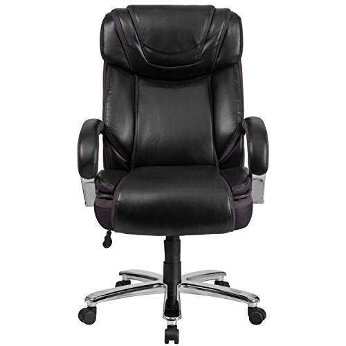Flash Furniture HERCULES Series Big & Tall 500 lb. Rated Black LeatherSoft Executive Swivel Ergonomic Office Chair with Extra Wide Seat