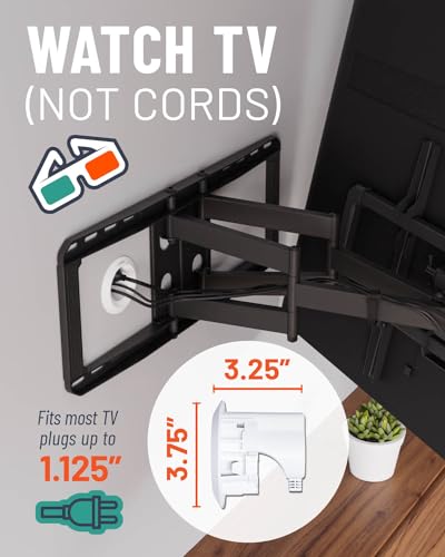 ECHOGEAR in-Wall Cable Management Kit for Power & Low Voltage Cords – Hide TV Wires Behind the Wall – Includes 3.75” Diameter x 3.25” Depth Modules, 6ft Extension Cord, Drywall Hole Saw Attachment