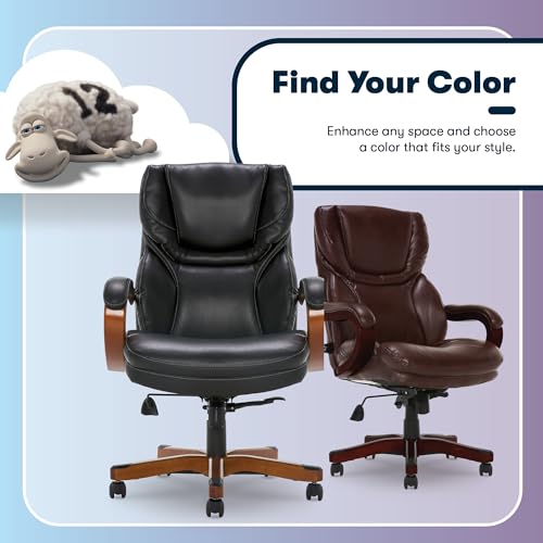 Serta Conway Big and Tall Executive Office Chair - Ergonomic Lumbar Support, Bonded Leather, Padded Armrests, High Back Computer Desk Chair, Black