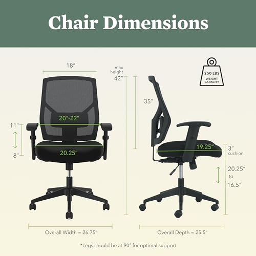 HON Crio Ergonomic Mesh Office Chair, High‑Back Desk Chair with Adjustable Arms, Lumbar Support, Center‑Tilt Swivel Seating for Computer Desks and Home Office, Black Frame, Black