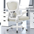 ALLGOD Ergonomic Office Chair, Breathable Mesh Ergonomic Desk Chair with Adjustable Lumbar Support, Flip-up Armrests, Computer Chairs Comfortable for Home, Office, Work, 300lbs, White, Upgrade