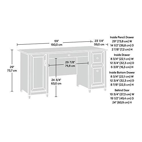 Sauder Edge Water Computer Desk with Storage Drawers, Home Office Desk, in Estate Black