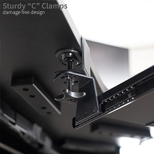 VIVO Large Pull Out Keyboard Tray for Corner Desk, 27 (33 Including Clamps) x 11 inch Slide-Out Platform Computer Drawer, 90-Degree Swivel C-Clamps for L-Shaped Workstation, Black, MOUNT-KB10C