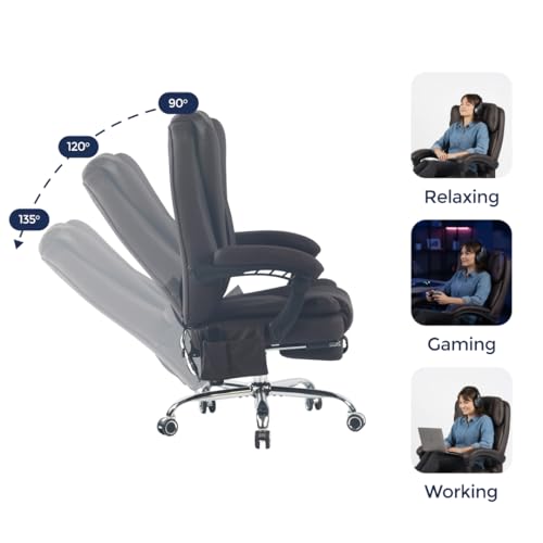 Ergo Sky Orbis 4-Point Kneading Heated Massage Office Chair with Foot Rest | 500lbs Big & Tall Ergonomic Executive Desk Chair for Heavy People | Reclining Home Office Computer Chair | Dark Brown