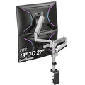 AVLT Dual 13 to 27 in Stacked Monitor Arm Desk Mount, Fits Two Flat or Curved Screens, Full Motion Height Adjustable Swivel Tilt Rotation, VESA C-Clamp Grommet Cable Management