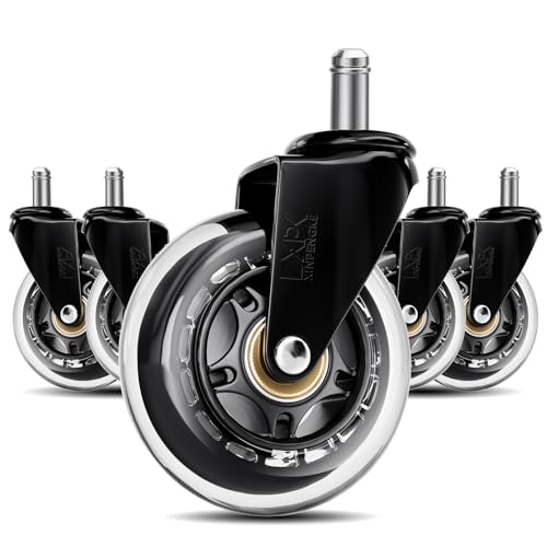 XINPENGKE Office ChairWheels - Replace Smooth and Durable Rubber Universal Wheels Heavy Duty Wheels - Suitable for Hardwood Flooring and Carpet -5-Piece Set