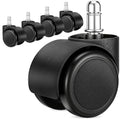 2 Inch Office Chair Casters Wheels Heavy Duty, 5 pcs Chair Wheel Replacement, Mute Rubber Rotating Desk Chair Wheels for All Floor, Smooth & Quiet Caster, Universal Standard Stem Size Fits 99%