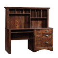 Sauder Harbor View Home Office Computer Desk with Hutch, Keyboard Tray, in Curado Cherry finish