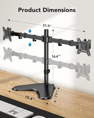HUANUO 32 inches Dual Monitor Stand & HUANUO Electric Small Standing Desk