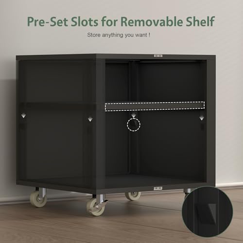 STEELIST Printer Stand with Storage, Metal Printer Table for Home Office, Heavy Duty Printer Stand with Shelf, Large Table with Wheels for Printers, Mobile Cabinet for Workplace, Fits Fax, Scanner