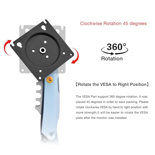 Monitor Mount,Fits 17-30" or Bigger Computer Monitors(Within 19.8lbs), Adjustable Stand with Tilt Rotation Swivel Function, Desk Mount F80 Series (Lake Blue)