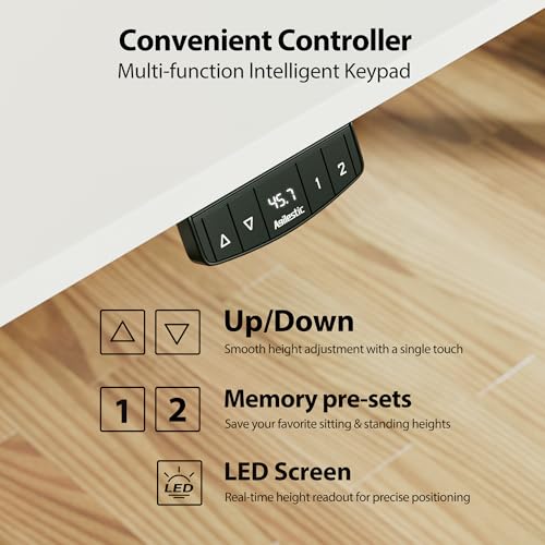 Agilestic Electric Standing Desk, Height Adjustable Desk, 55 x 32 Inch Sit Stand up for Work Office Home, L Shaped Ergonomic Rising Computer Table with Memory Preset, White