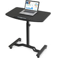 SHW 25" to 41" Height Adjustable Rolling Laptop Desk with Tilting Desktop for Home Office and Sofa Beside, Black