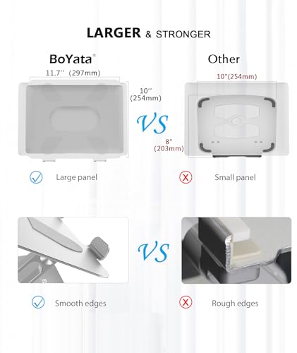 BoYata Laptop Stand, Adjustable Multi-Angle Laptop Holder, Compatible for Laptops up to 17 inches, Sturdy Aluminum & Silicone, Silver