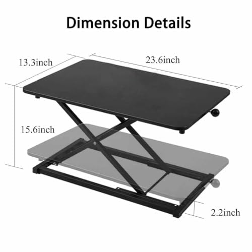 Rxrpexjke Height Adjustable Standing Desk Converter,Keyboard Riser for Stand Up Desk,Computer Keyboard Stand for Desktop,Portable Workstation Table for Home Office Black 23.6 Inch