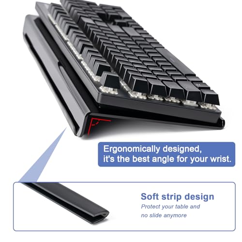 BOOMIBOO Black Acrylic Tilted Computer Keyboard Holder for Ergonomic Typing, Keyboard Stand with Silicone Anti-Slip Strip, 17 x 5.7 Inch Keyboard Tray for Office Desk, Home, School