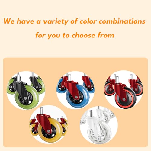 Black Office Chair Wheels,Gaming Chair Wheels-Set of 5,Universal Size,Smooth&Quiet Rolling, Durable,for Carpet&Hardwood,Replacement Rubber Casters
