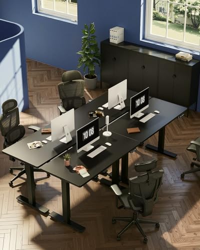 FLEXISPOT EN1 One-Piece Standing Desk, Electric Adjustable with 4 Memory Presets, 176 LBS Capacity, Stable & Quiet, Seamless Desktop for Home Office & Dual Monitors, 55"x28" Black