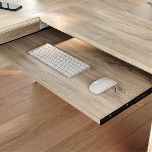 Sauder Hammond Chalk Oak L-Shaped Desk with Cord Management, Chalk Oak Finish