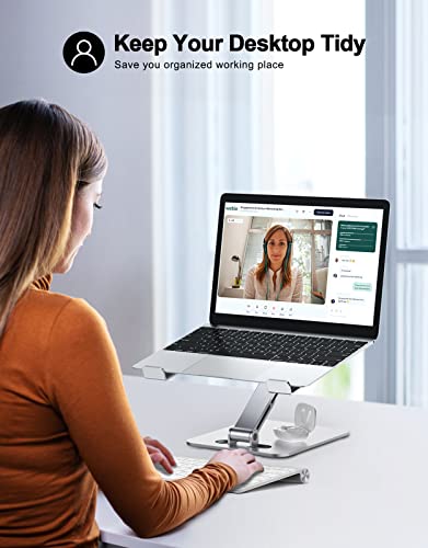 RIWUCT Foldable Aluminum Alloy Laptop Stand for Desk, Height Adjustable Ergonomic Computer Stand for Laptop, Portable Laptop Riser Holder Lecterns Stand Compatible with MacBook Pro Air/HP/Dell 10-16"