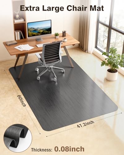 Blvornl Ultra Large Office Chair Mat for Hardwood Floor, Rolling Chair Mat for Hard Wood, Large Anti-Slip Hard Floor Protector, Heavy Duty Computer Desk Rug for Office and Home 47.2"*60" Black