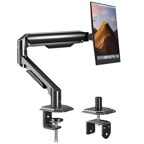 UPGRAVITY Single Monitor Mount Arm for 17" to 32" Computer Screen, Mechanical Spring Adjustable Monitor Desk Mount Stand Holds up to 17.6 lbs, C-Clamp & Grommet Base, max. VESA 100x100mm