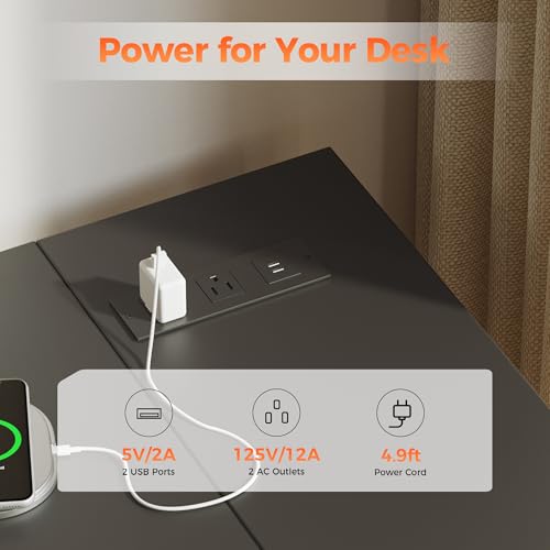 Mericonia Small L Shaped Computer Desk with Power Outlets, Reversible Gaming Desk with Storage Shelves, Corner Gamer Desk Table, Study Writing Table