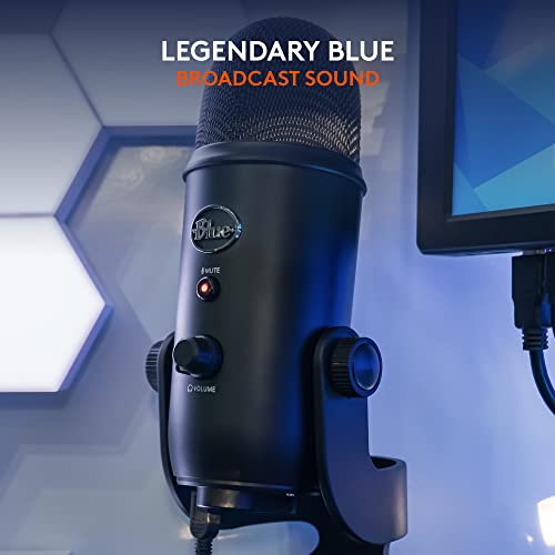 Logitech Creators Blue Yeti USB Microphone for PC, Mac, Gaming, Recording, Streaming, Podcasting, Studio and Computer Condenser Mic with Blue VO!CE effects, 4 Pickup Patterns, Plug and Play - Blackout