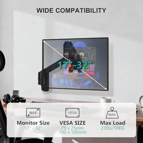 WALI Bundles- Computer Monitor Wall Mount and Desk File Organizer, 4 Tier Desktop Paper Letter Tray Organizer with Drawer and 2 Pen Holders (GSWM001+DO005DH-B)
