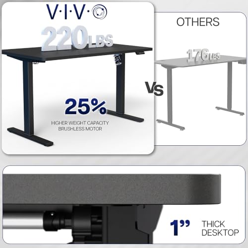 VIVO Electric 43 x 24 in Standing Desk, Memory Height Adjustment, 1B Series, Holds 220 lbs, Dark Walnut Top, Black Frame, DESK-1B4D