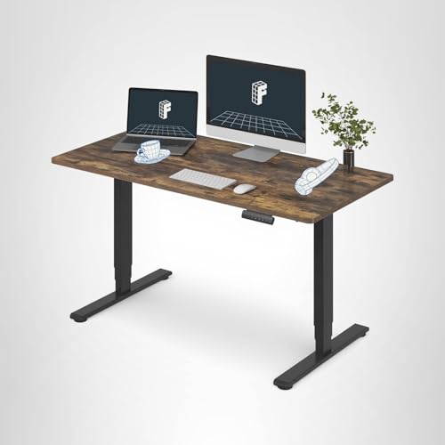 FLEXISPOT E6 3-Stage Dual Motor Electric Standing Desk 55 x 28 Sit Stand Up Desk, Holds 220 lbs, Adjustable Height w/Memory Presets, One-Piece Special Walnut Desktop & Black Frame, Ships in 2 Boxes
