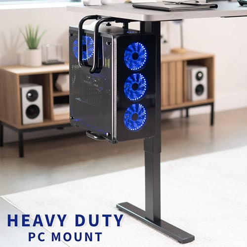 VIVO Heavy Duty Adjustable Under-Desk PC Mount, Home and Office Computer CPU Holder with Secure Locking, Supports up to 66 lbs, Black, MOUNT-PC04B