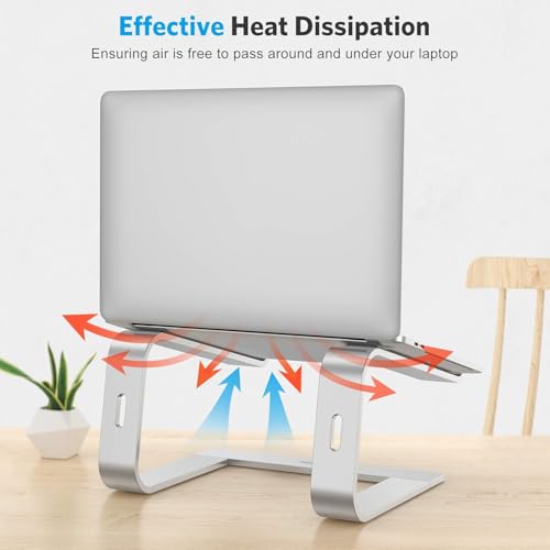 OMOTON Laptop Stand, Detachable Laptop Mount, Aluminum Laptop Holder Stand for Desk, Compatible with MacBook Air/Pro, Dell, HP All Laptops (11-16 inch), Silver