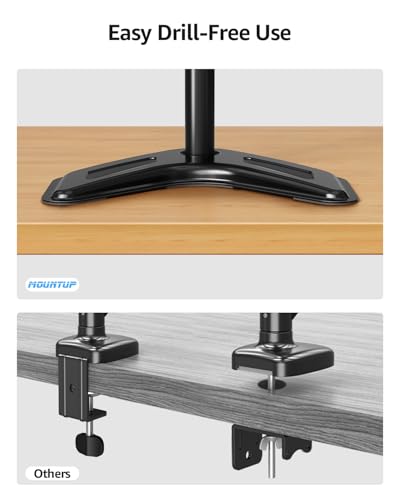 MOUNTUP Single Monitor Stands, Freestanding VESA Monitor Desk Mount fits 13'' to 32'' Computer Screen with Height Adjustable, Swivel, Tilt, Rotation, 17.6 lbs Load, For Home Office, VESA 75x75/100x100