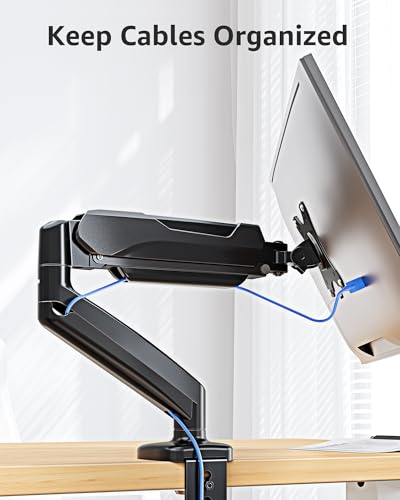 MOUNTUP Single Monitor Desk Mount Holds Screen up to 32 inch, Height Adjustable Monitor Arm, Full Motion Computer Monitors Stand with Clamp/Grommet Base, VESA Mounts Fit 4.4-17.6lbs Computer, Black