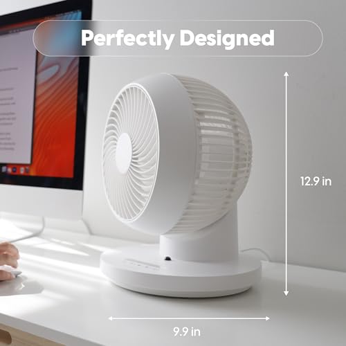 IRIS USA WOOZOO Air Circulator Fan with Remote, 360° Oscillation, 3 Speeds, 75ft Max Air Distance, Quiet Motor, Small Fan for Bedroom, Office, Dorm, White