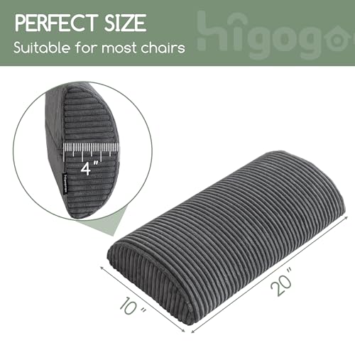 HIGOGOGO Lumbar Support Pillow for Recliner Chair/Accent Chair/Couch, Memory Foam Back Support Cushion for Elderly, Recliner Cushions for Back Rest, Pain Relief, Reading, Washable Cover, Dark Grey