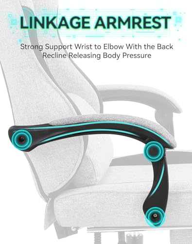 Gaming Chair, Computer Office Chair with Foot Rest, Ergonomic Fabric Desk Chair with Adjustable Lumbar Support & Headrest, Comfortable PC Reclining Gaming Chairs for Adults, Silla Gamer 350lbs